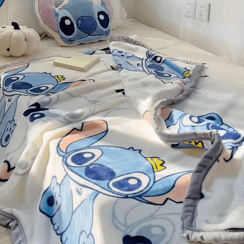 Stitch Reversible Plush Blanket 59.06x78.74inch - Soft Machine Washable Extra Large Bed Throw Blanket, Cartoon Pattern Design, Warm Home Decor Gift for Ladies and