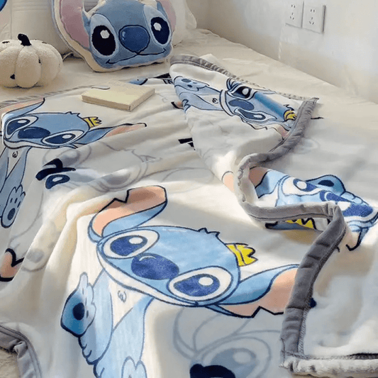 Stitch Reversible Plush Blanket 59.06x78.74inch - Soft Machine Washable Extra Large Bed Throw Blanket, Cartoon Pattern Design, Warm Home Decor Gift for Ladies and