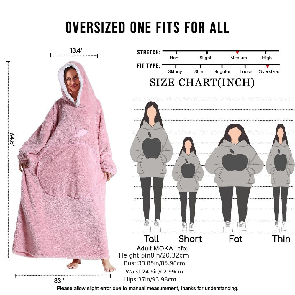 Giant Super Soft Wearable Hooded Blanket Robe - Winter Warm Fleece Sleepwear For Adults, Valentine'S Day Gift