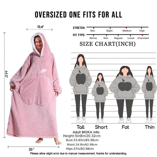 Giant Super Soft Wearable Hooded Blanket Robe - Winter Warm Fleece Sleepwear For Adults, Valentine'S Day Gift