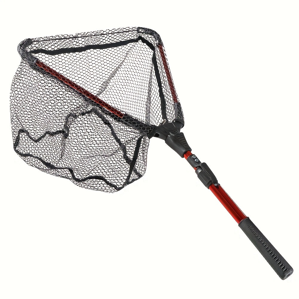 1pc Aluminum Alloy Retractable Triangular Fishing Net, Hand Copied Net, Foldable Fishing Net, With Telescopic Rod And EVA Handle