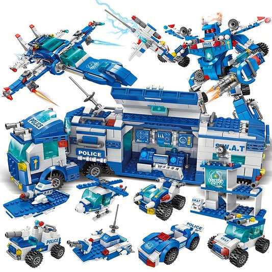 [24H Ship] 700pcs Department Car Building Blocks, City Patrol Police Toy, Vehicle Truck Action Figures Brick Toys For Children, Role-Play Toys For Boys, Halloween, Thanksgiving Day, Christmas Gift, Ship In Bag