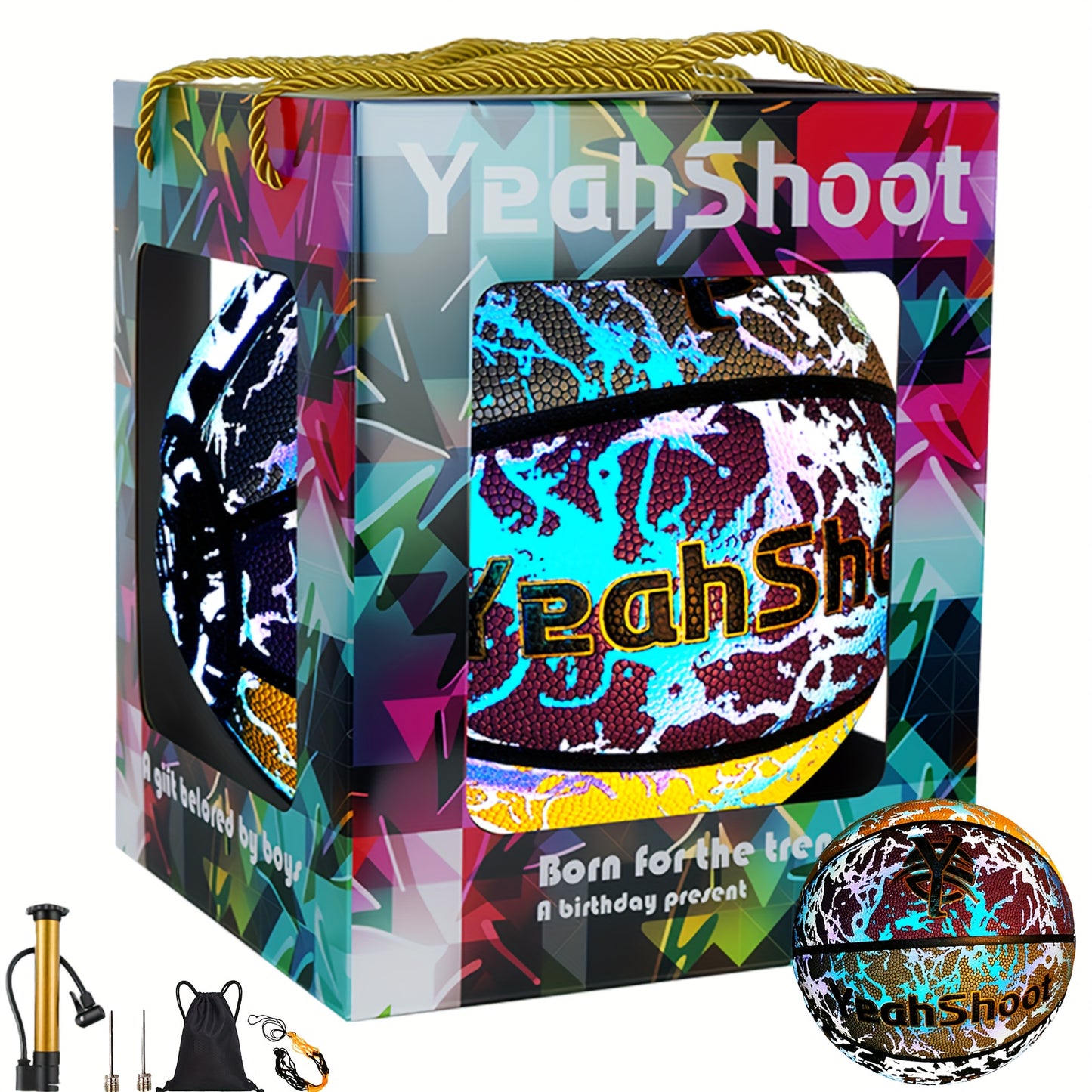 YeahShoot Glow Basketball - Novel Style Light Up Basketball for Youth, Reflective Teens And Adults, Premium Feel Basketball Gifts for Boys with In The