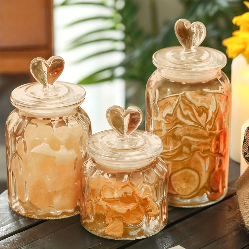 3pcs Set, 650ml-1400ml, Glass Food Storage Tank with Airtight Clamp Lid, Airtight Glass Tank, Clear Storage Container, Suitable for Sugar, Flour, Grains, Coffee, Spices, Storing Sugar, Cereal, Coffee, Biscuits, The First Choi