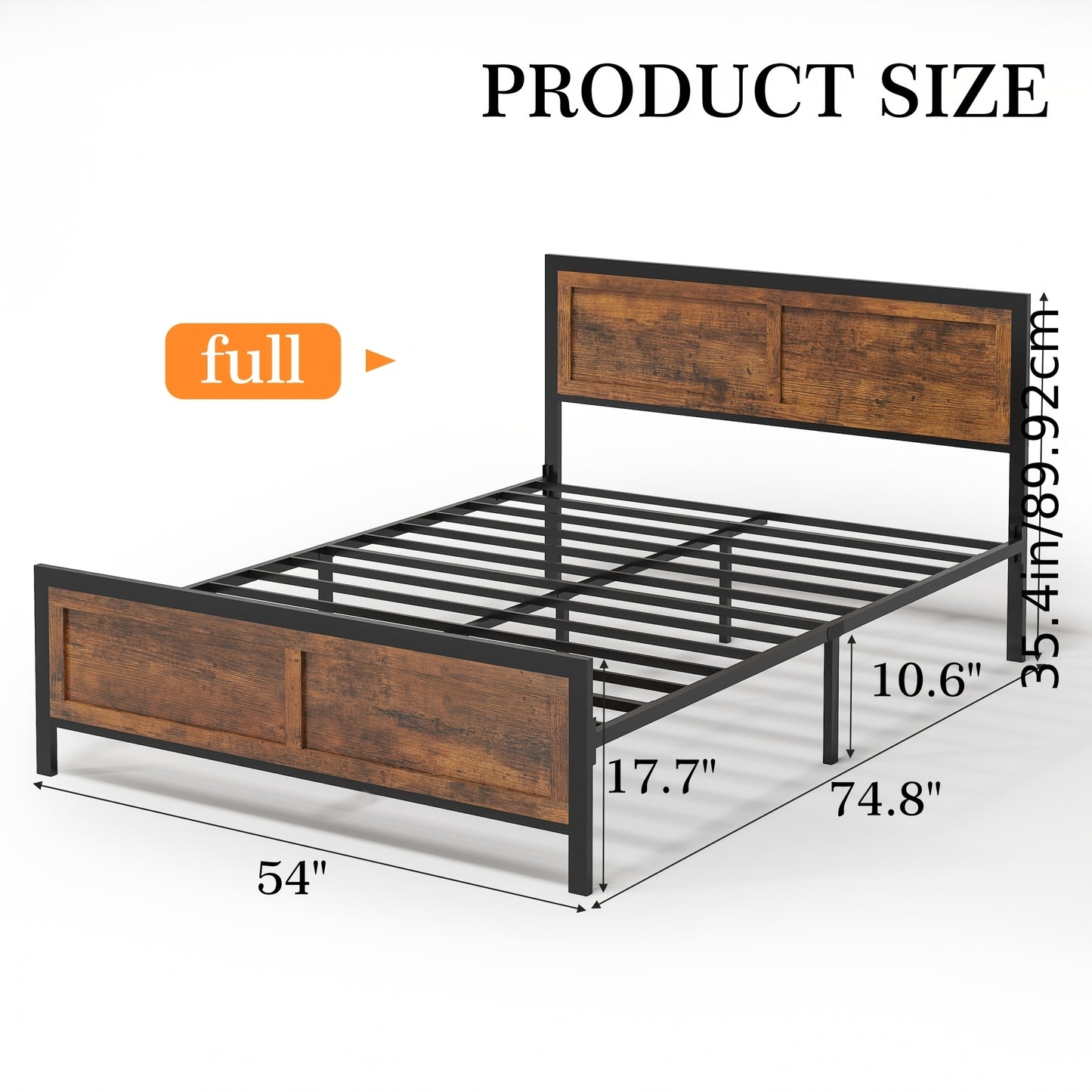 Modern Sturdy Heavy-duty Metal Full/Queen Bed Frame with Headboard and Footboard | 10in Under-bed Storage, Non-slip Recessed Design, Concealed Screw Construction, 1000 lbs Weight Capacity, Suitable for Bedrooms and Guest Room