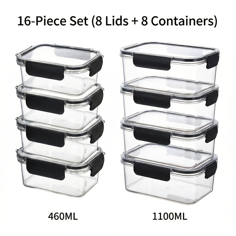16/24pcs (16oz/27oz/34oz) Large-capacity Refrigerator Storage Containers, Made of High-transparency Food-grade PET Material, Suitable for Refrigerator and Organization.