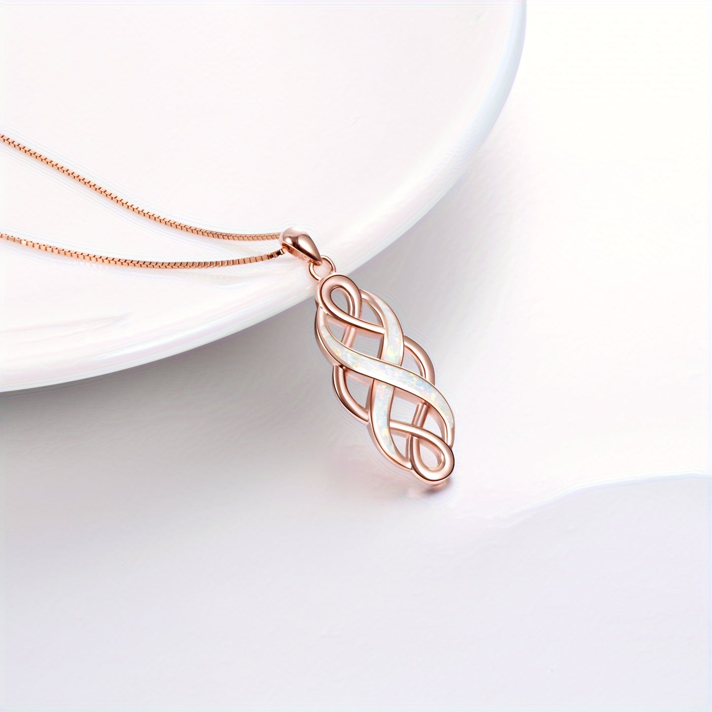 YFN Irish Celtic Knot Created Opal Pendant Necklace Sterling Silver Black Necklaces For Women Men 18"
