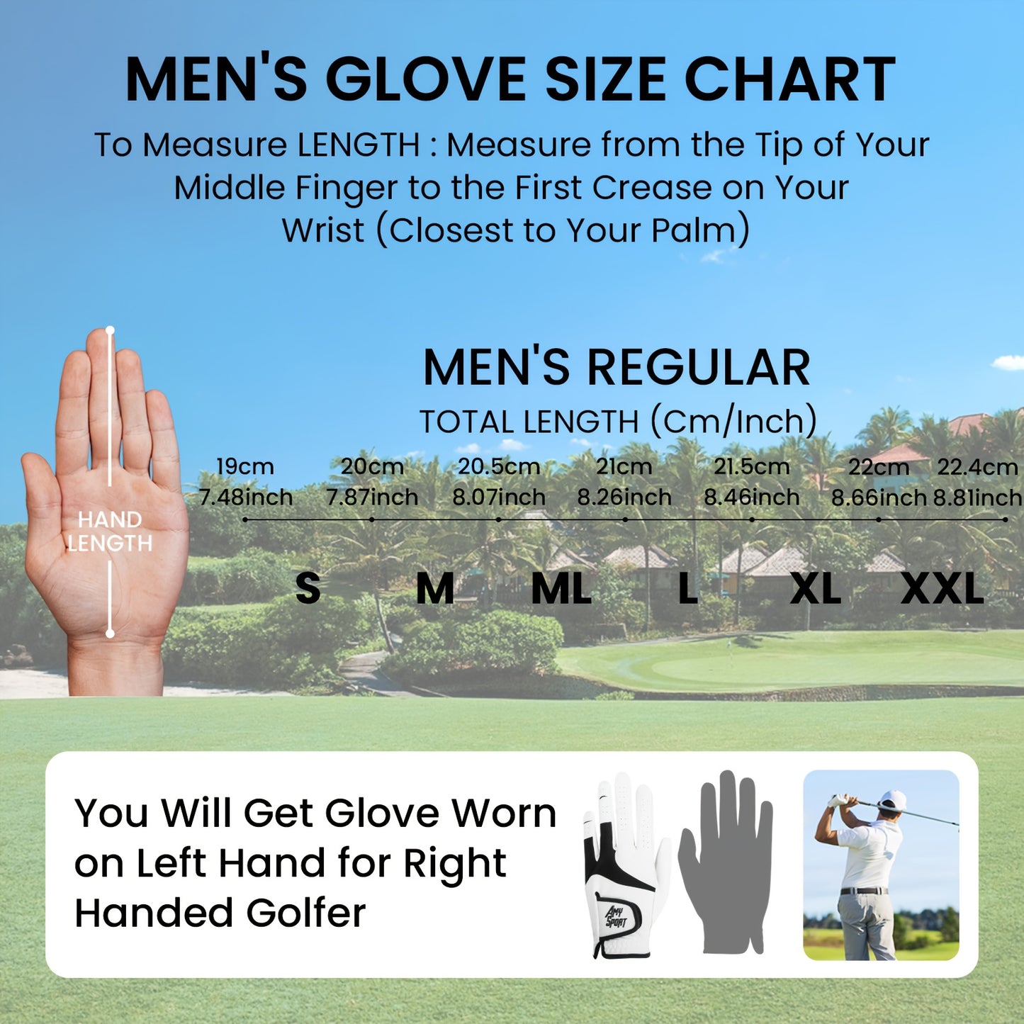 Golf Gloves Men Right Hand Left Hand Value 3 Pack, Premium PU With All Weather Grip For Serious Performance, Breathable & Comfortable Gift For Men