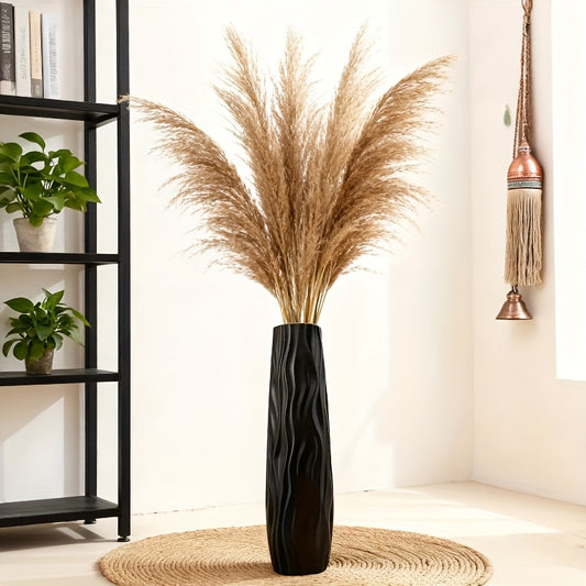 Extra Tall Black Vase - Large Floor Decorative Plant Pot, Modern Minimalist Home Decor for Living Room, Dining Room, Entryway - Sturdy Base for Indoor/Outdoor Use, Vase For Living Room, Indoor Outdoor Decor, Geometric Pattern