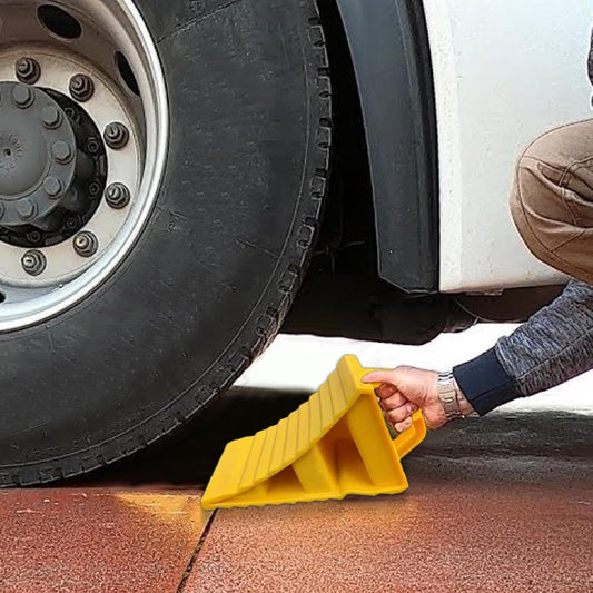2pcs Wheel Stopper for Car | Multipurpose Anti-Slip Wheel Chocks | Anti-Slip Wheel Stopper | Portable Yellow Tire Chocks | Wear-Resistant Tire Stopper for Trucks,, Trailers, Car Wheel Stoppers For Garage, Trailer Equipment, S