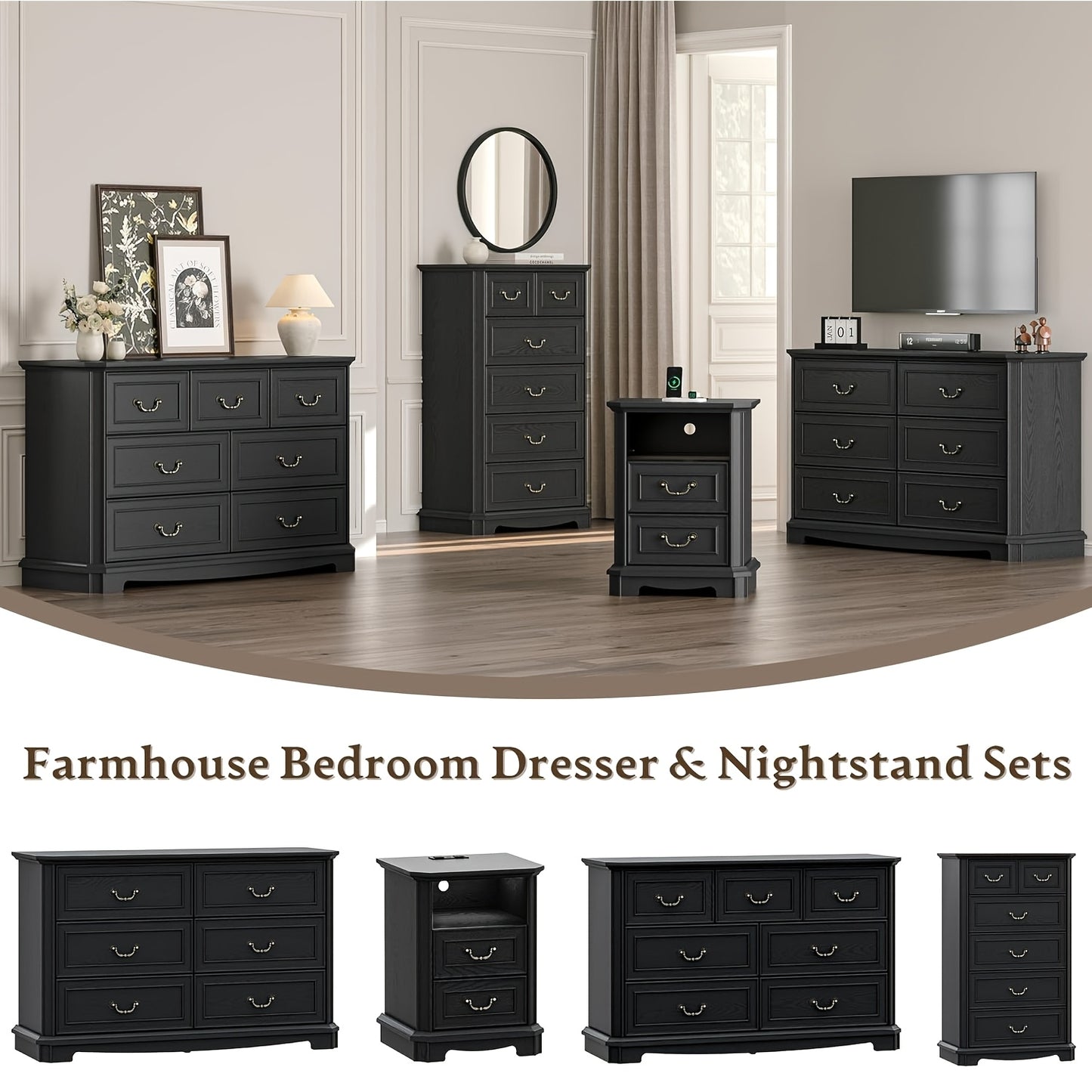 6-Drawer Vintage Dresser - Tall -Standing Chest of Drawers Suitable for Bedroom, Living Room, Hallway - & MDF, Space-Saving Vertical, Furniture Piece with Ample Organization Space