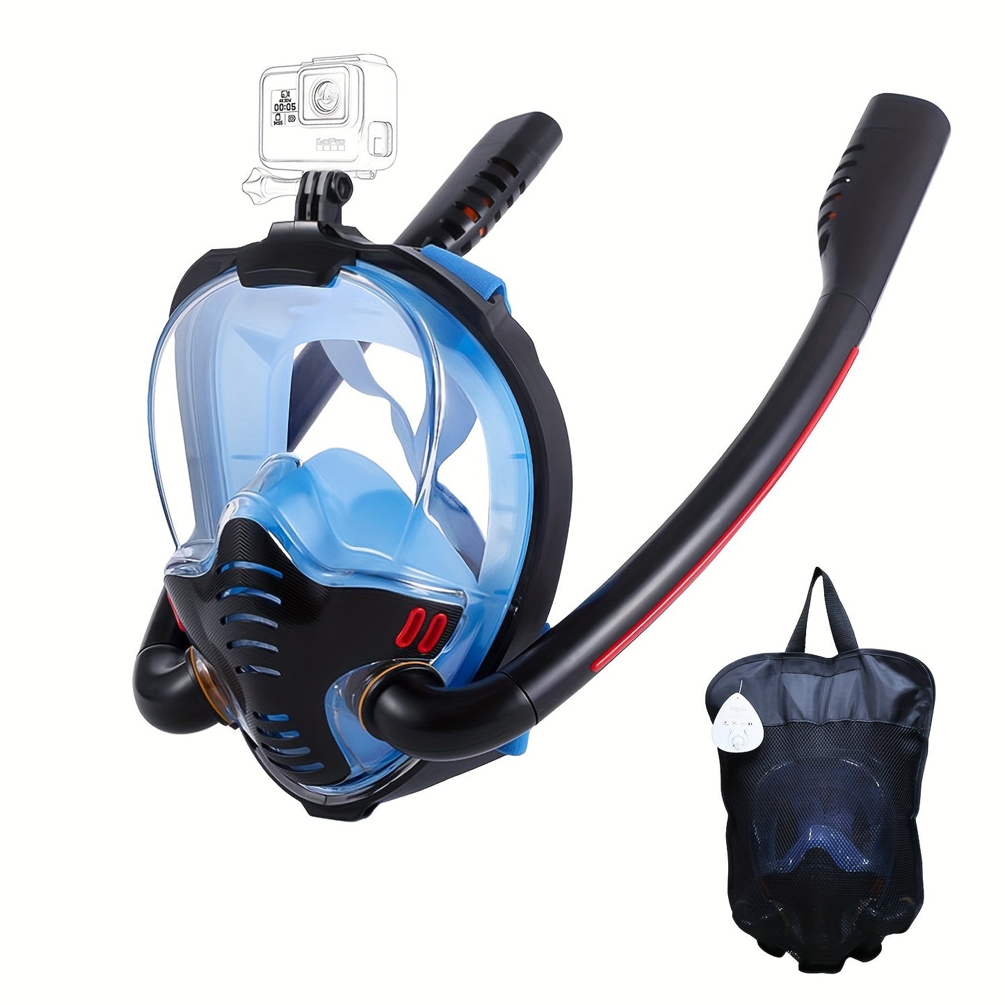 Full Face Snorkel Mask, 180 Degree Panoramic HD View Snorkeling Mask, Anti-Leak Dry Top Set for Adults