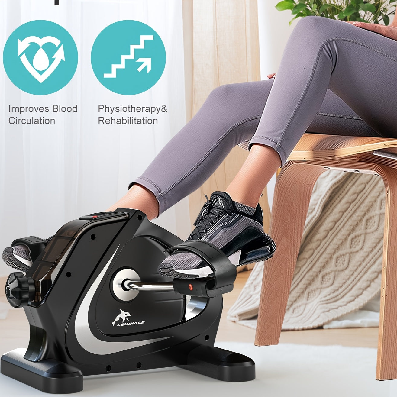 Compact Elliptical Machine: A Dual-Function Exercise Bike for Both Arms And Legs, Suitable for Home And Office Use. Features an LCD Display, 8 Resistance Levels, Silent Operation, And a Weight Capacity of 350 Pounds. Ideal fo