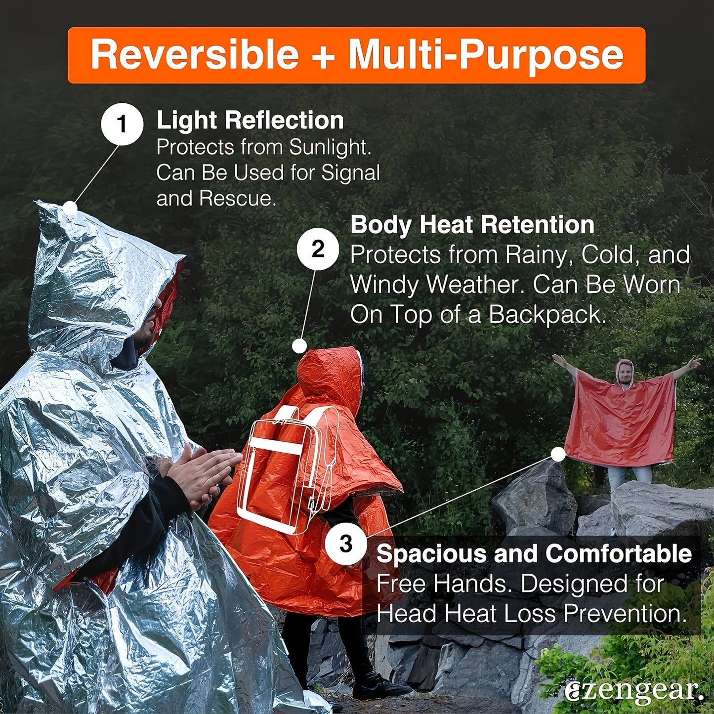 8/12pcs Survival Gear Kit, Emergency Poncho, Space Blanket, Retains 92% Body Heat, For Outdoors, Hiking, Camping, Bug Out Bag, Marathons, Car, Backpack Rain Cover, Bug Out Bag Gifts For Men Women