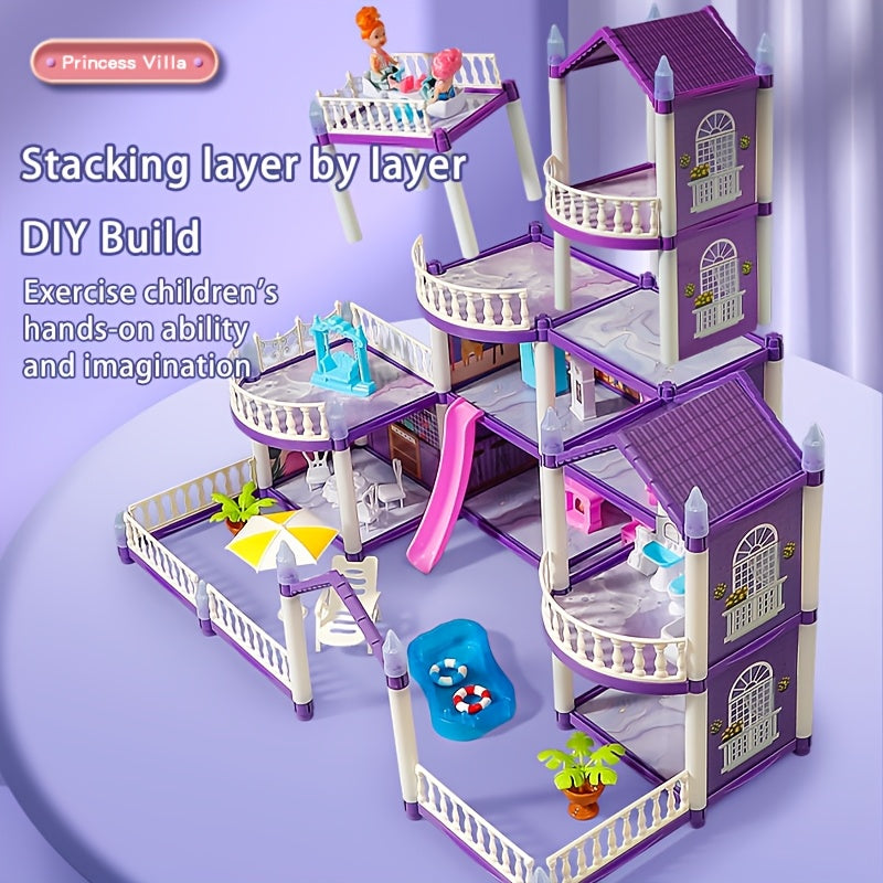 Doll House For Girls, 11 Rooms Dollhouse With Dolls Figure, Puppies, Furnitures, Accessories, LED Light, Playhouse Gift For For 3 4 5 6 7 8 9 10 Year Old Girls Toys