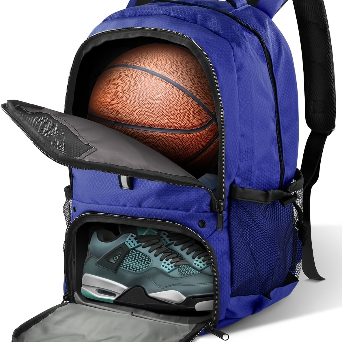 Large Basketball Backpack with Shoe & Ball Compartment - Heavy-Duty Sports Bag with Padded Back Panel, Shoe Storage Organizer & Ball Pocket for Basketball, Soccer, Volleyball Gear - Durable Athletic Backpack for Team Travel,