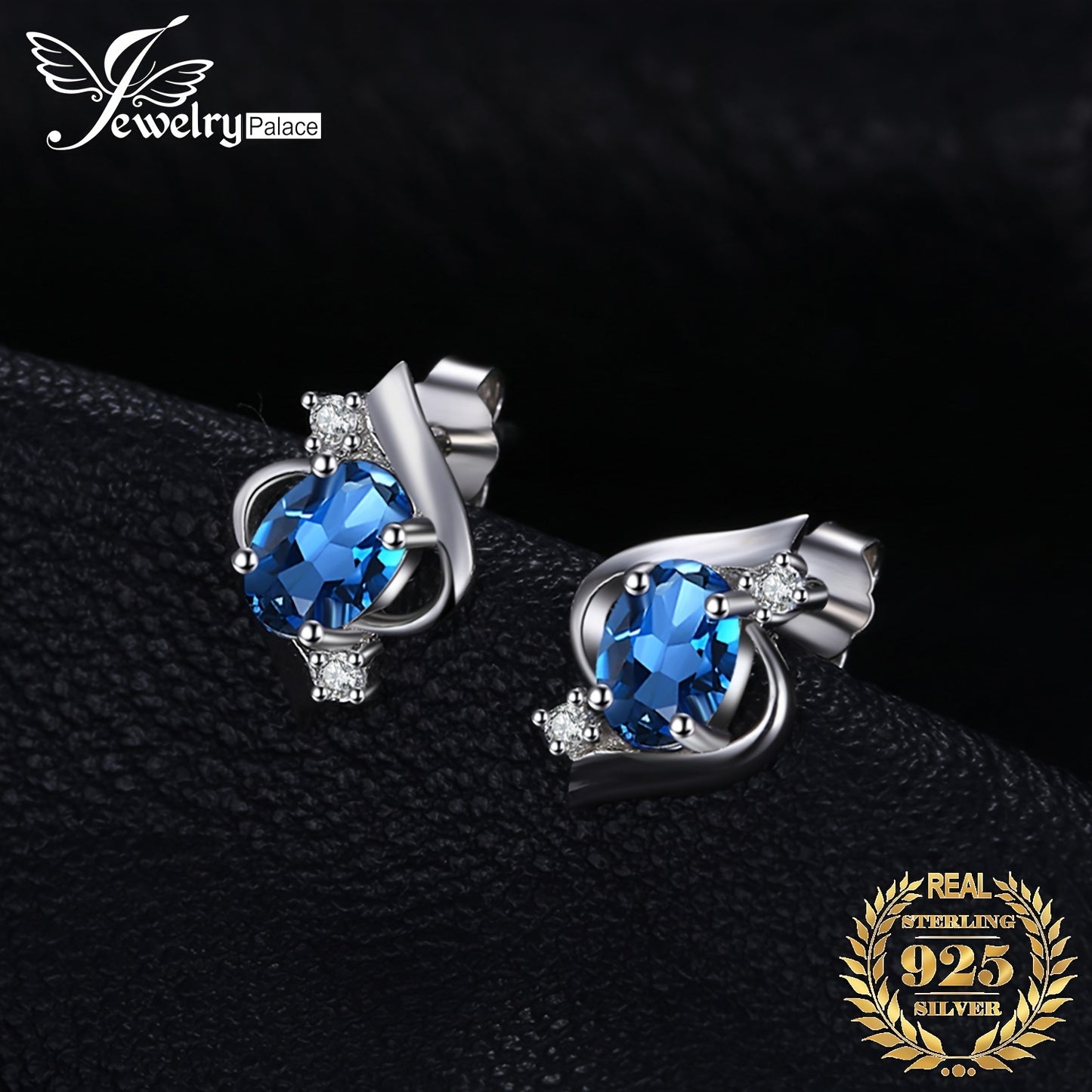 1pair 925 Sterling Silver Simple And Elegant Exquisite Multi-faceted Oval Cut Natural London Blue Topaz Silvery Stud Earrings For Woman For Girl Perfect For Daily Decoration For Dating Gift Fine Jewelry