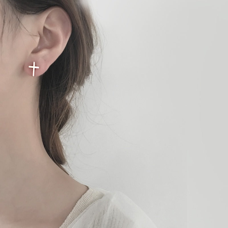 European and American love cross earrings, simple earrings, earrings, personality, versatile and advanced sense, Good Quality Small Cross Earrings, Earring Cross, Golden Cross Earrings, Long Cross Earrings, Hoop Cross Earring