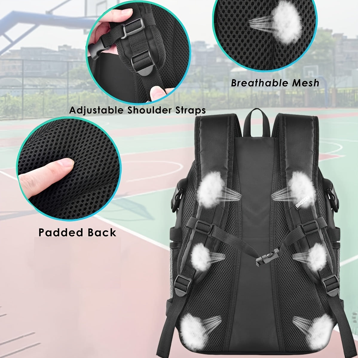 Large Basketball Backpack with Shoe & Ball Compartment - Heavy-Duty Sports Bag with Padded Back Panel, Shoe Storage Organizer & Ball Pocket for Basketball, Soccer, Volleyball Gear - Durable Athletic Backpack for Team Travel,