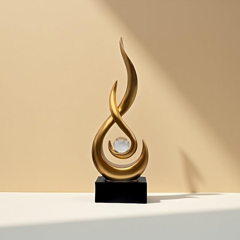 Home & Kitchen > Holiday Decorations > Small Statue Figurine// Abstract Flame Bead Resin Ornament | Modern Wabi-Sabi Style Living Room Energy Focal Point Decoration