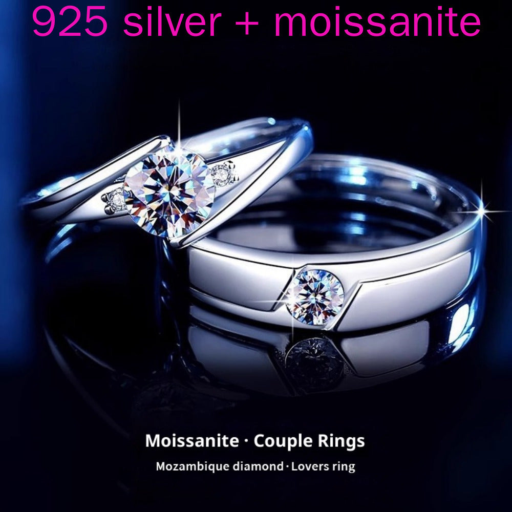 Couple Rings 925 Silver Moissanite Ring Wedding Engagement Ring Christmas New Year Valentine'S Day Gift, Wedding Ring Sets for Women, Engagement Rings for Women High Quality, Wedding Rings Set Couples, Engagement Ring for Wom