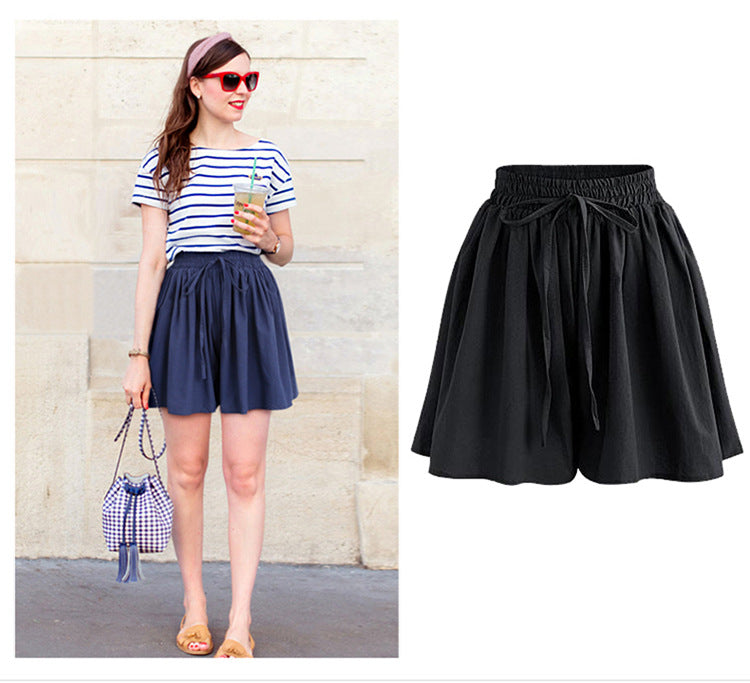 Large Size Wide Leg Shorts for Women Summer Plus Fat New Chiffon Pants Skirt Single Layer Elastic Waist Loose Versatile Korean Style Casual Pants