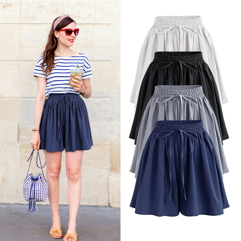 Large Size Wide Leg Shorts for Women Summer Plus Fat New Chiffon Pants Skirt Single Layer Elastic Waist Loose Versatile Korean Style Casual Pants