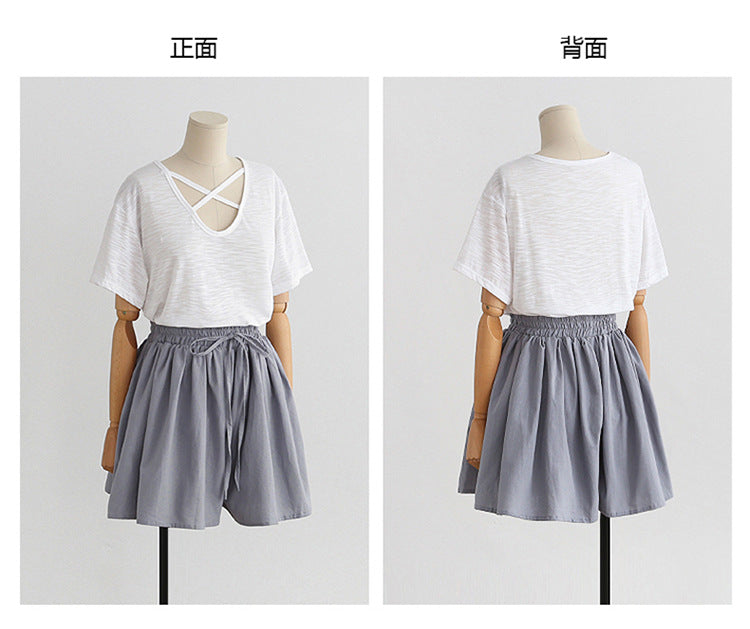 Large Size Wide Leg Shorts for Women Summer Plus Fat New Chiffon Pants Skirt Single Layer Elastic Waist Loose Versatile Korean Style Casual Pants