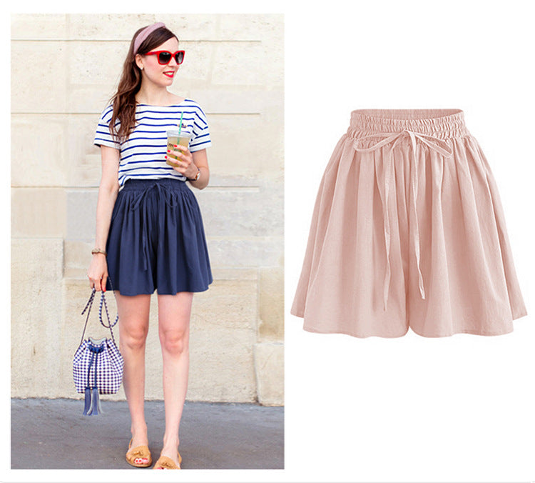 Large Size Wide Leg Shorts for Women Summer Plus Fat New Chiffon Pants Skirt Single Layer Elastic Waist Loose Versatile Korean Style Casual Pants