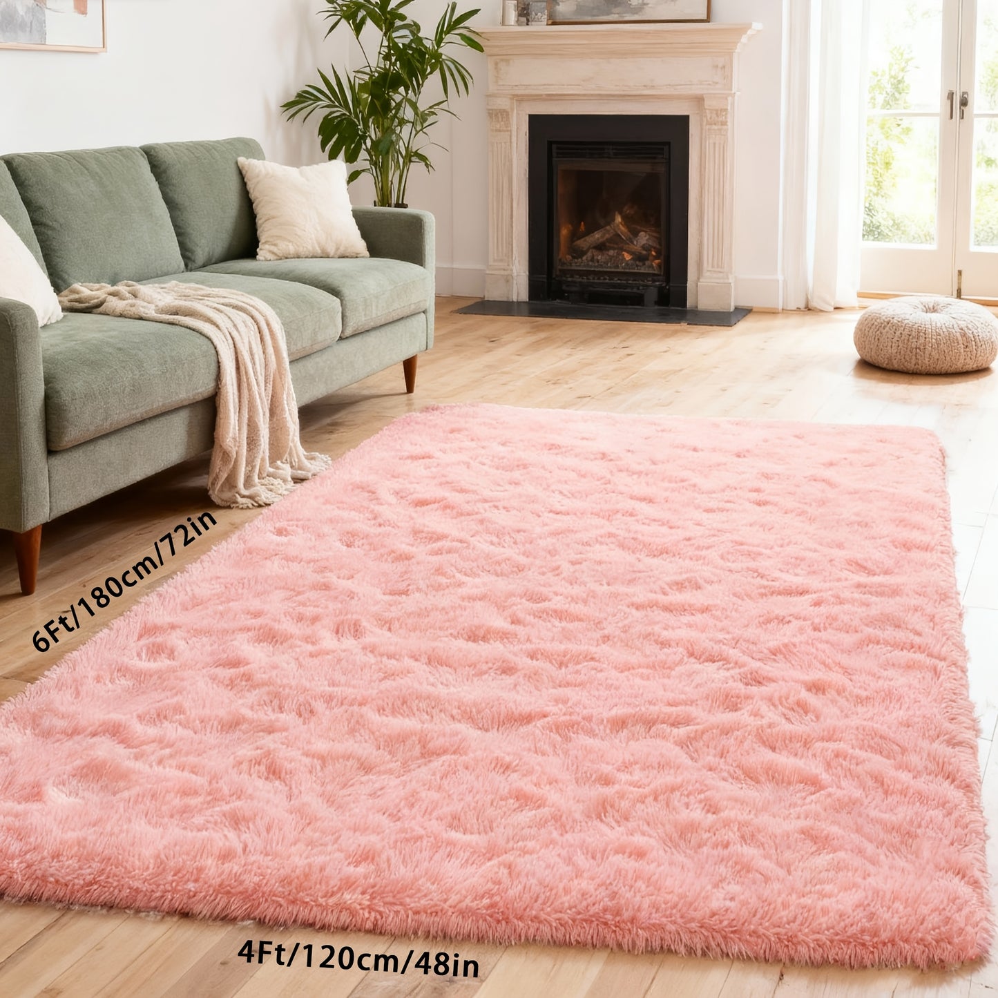 Soft Black Rugs for Bedroom Living Room, 4x6 Feet Modern Indoor Fluffy Shaggy Area Rug, Non-Slip Fuzzy Furry Rug for Bedroom, Dining Room, Christmas Gift, Christmas Decor, Home Decor, High Pile Plush Floor Carpet