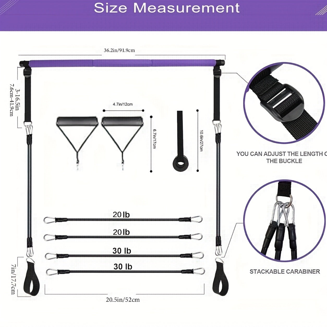Pilates Bar Kit, Including a Pilates Bar And Resistance Bands (Totaling 180 Lbs). A Comprehensive Workout Package Featuring a Door Anchor for Full-Body Toning And Strength Exercises. Convenient And Adaptable, This Is a 14-In-