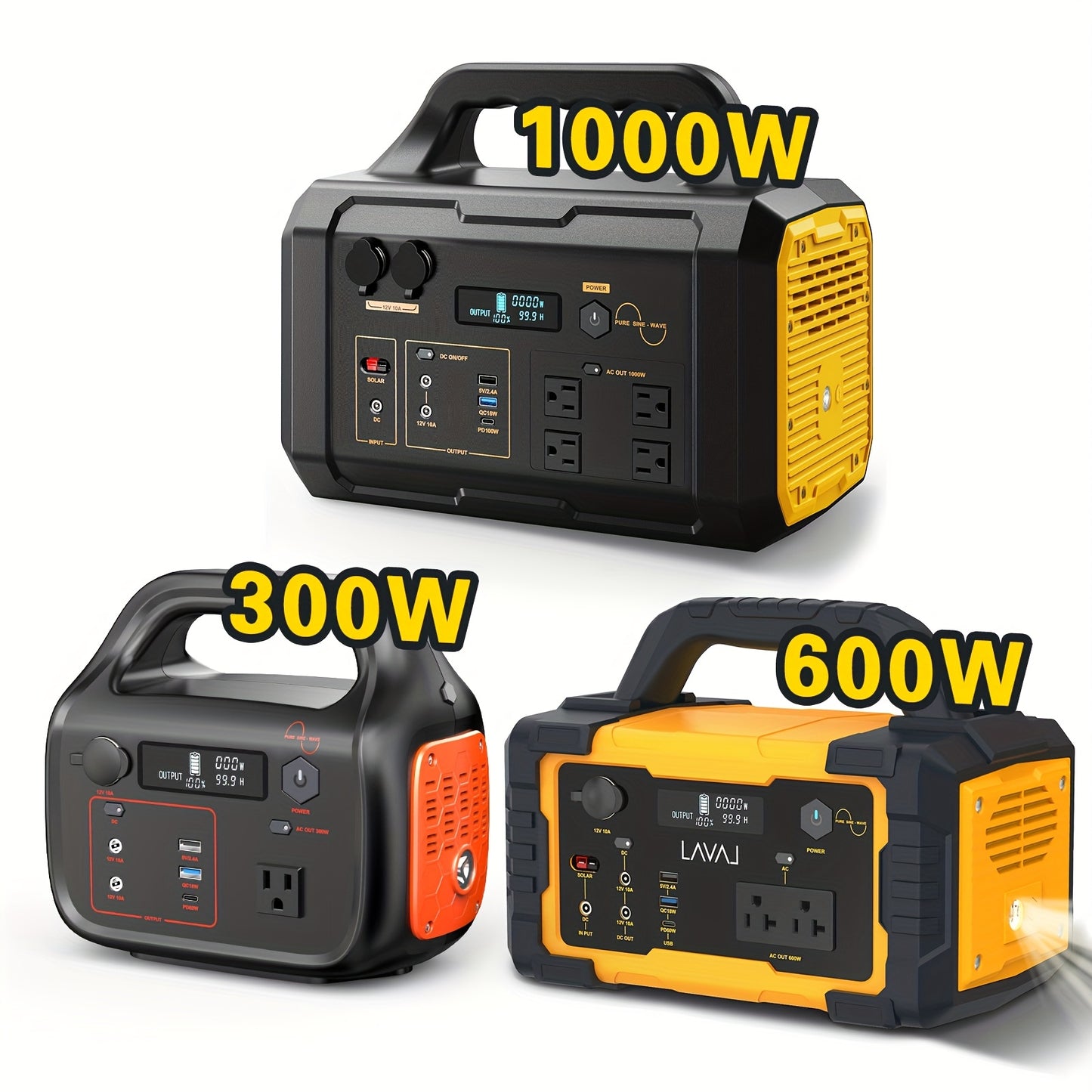 300W/293Wh, 600W/642Wh, 1000W/1024Wh Portable Power Station, Solar Generator(Excluding Solar Panels) with AC Qutlet/2 DC Ports/3 USB Ports Backup Battery/Power Supply for Qutdoor Trip Camping Emergency Survival Gear Travel Hu