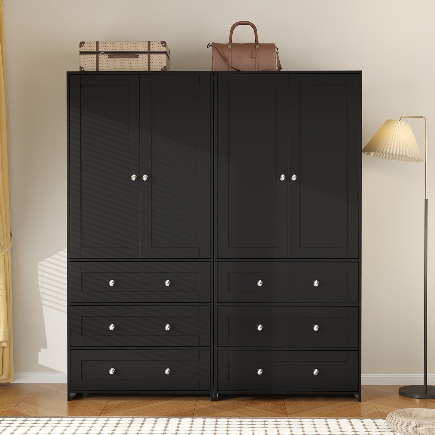 71" Wardrobe Armoire Closet with Mirror, 3/6 Large Drawers & 2/4 Doors, Gifts for Christmas