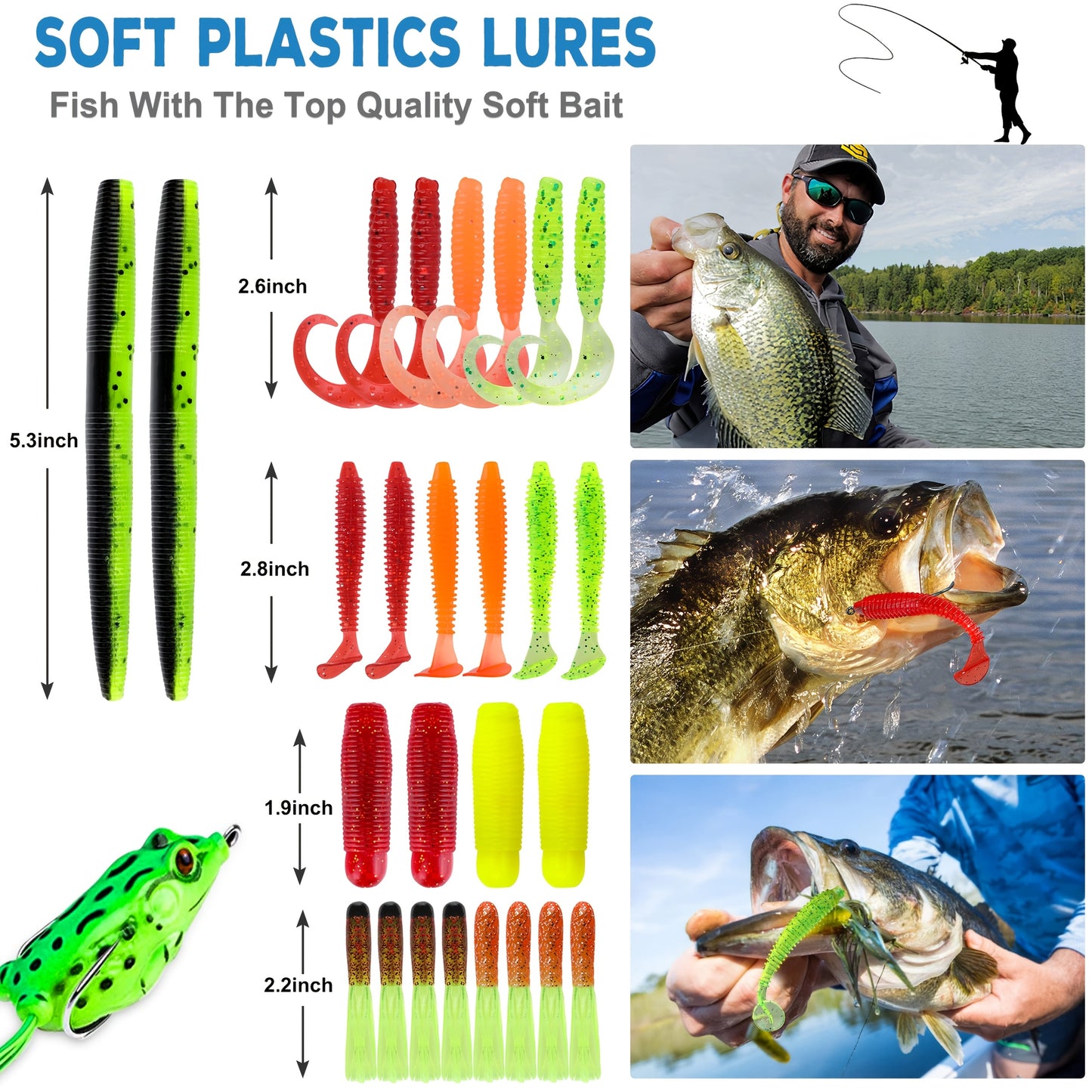 292pcs Heavy-Duty Fishing Lures Tackle Box with Hooks & Spinnerbaits Suitable for Saltwater/Freshwater Fishing Gear, Bass Trout Tackle Kit, Topwater Lures for Men Gifts, Hooks, Spinnerbaits for Fishing Accessories (No Revisio