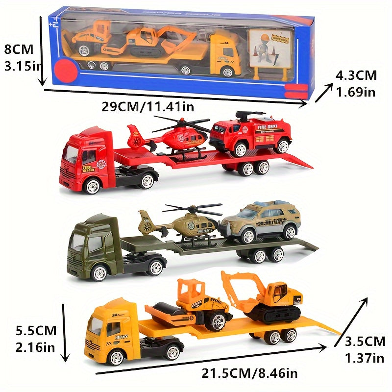 Alloy Engineering Vehicle Set 1:64 Model Toy Inertial Sliding Trailer