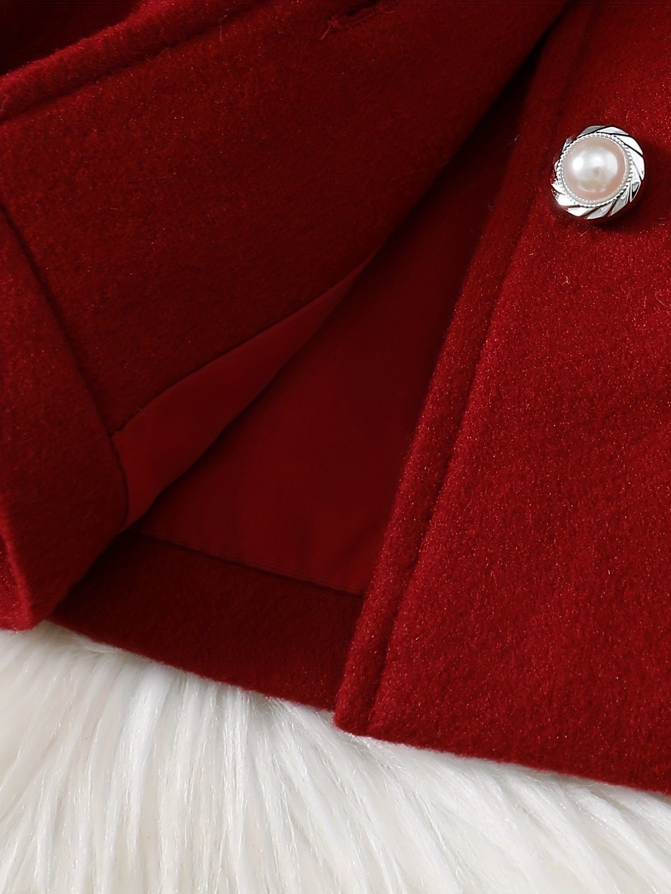 Baby Girl Winter Fleece Jacket & Coat with Plush Bow Lapel Collar - Soft Warm Red Snowsuit, Versatile Casual Outfit for School Season, Cute Small Gift for Infants