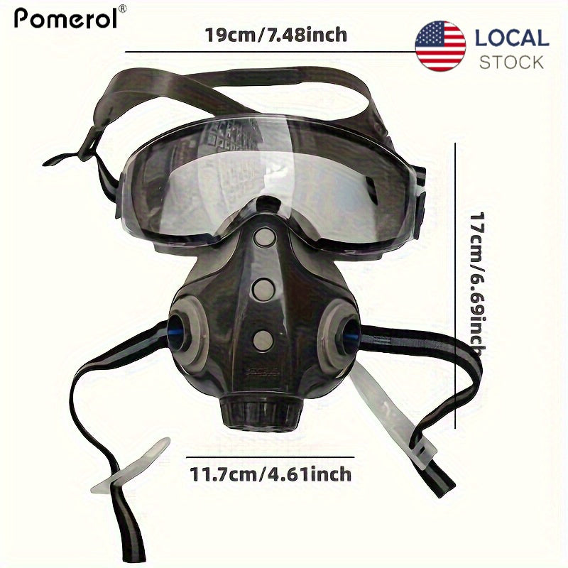 1pc Pomerol 11in1 Dual Port Reusable Half Face Respirator Mask, Reusable, Pull-On, Chemical, Biological, Radiological Contamination, Dust Respirator Gas Masks for Chemical And Radiation
