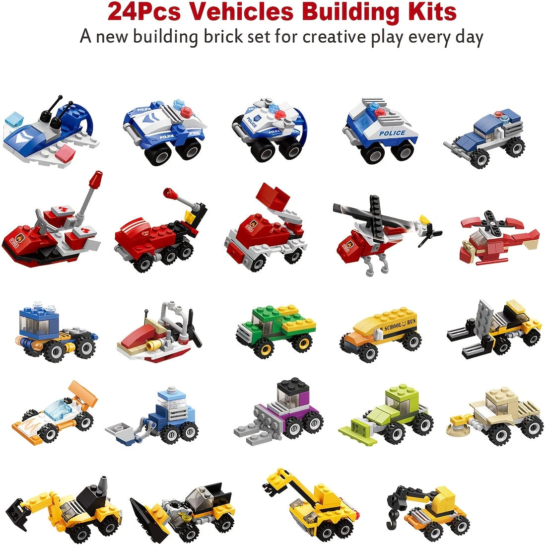 Christmas Advent Calendar 2025, Kids Building Toys Advent Calendar Countdown to Christmas with Vehicles Pull Back Cars Construction Toys 24 Days Count Down Gift for Boys Girls