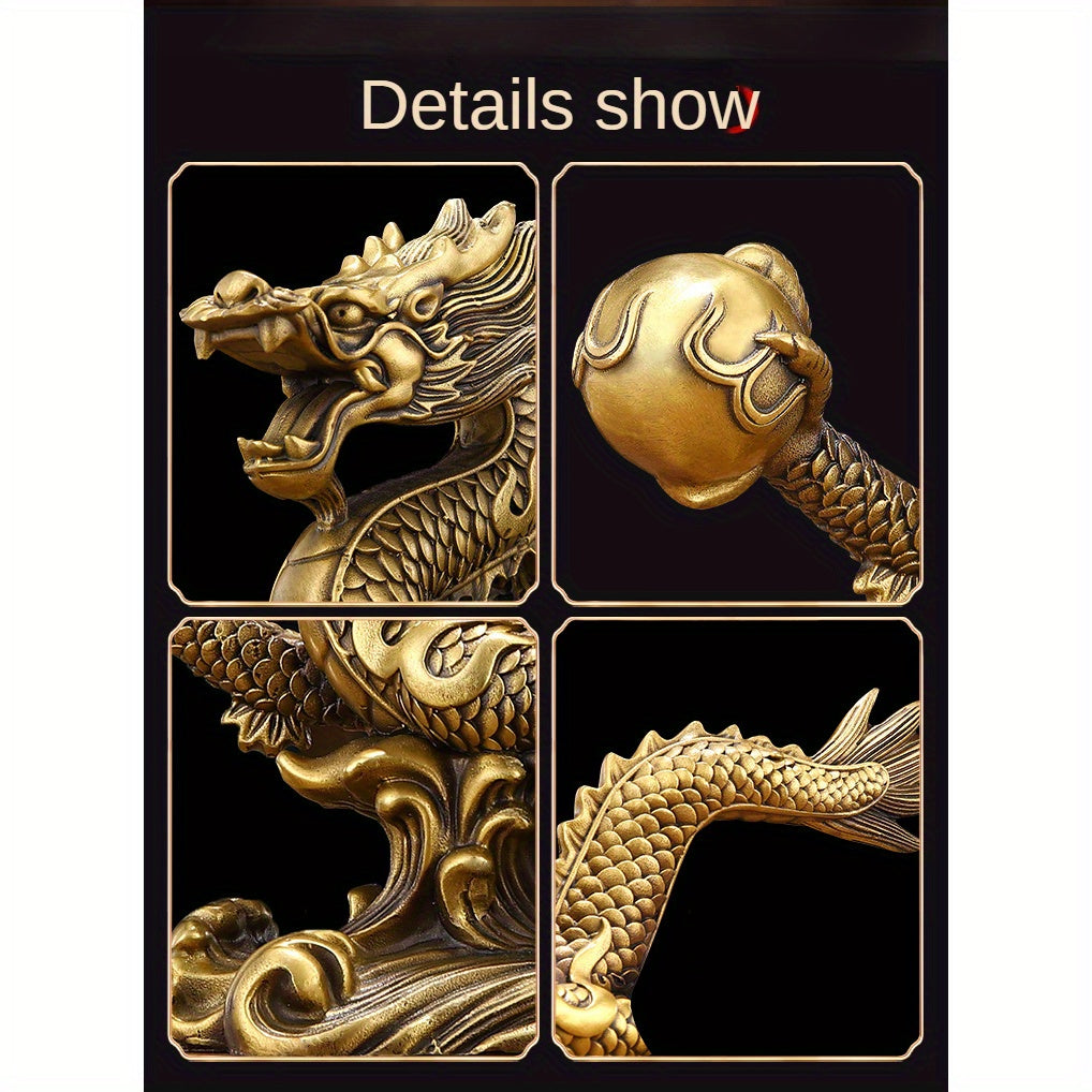 Brass Dragon Golden Statue, Small Zodiac Ornaments, Suitable for Home and Office Decor, Chinese Style Accessories, Office Desk Decorations, Opening Ceremony Zodiac Dragon Bronzeware