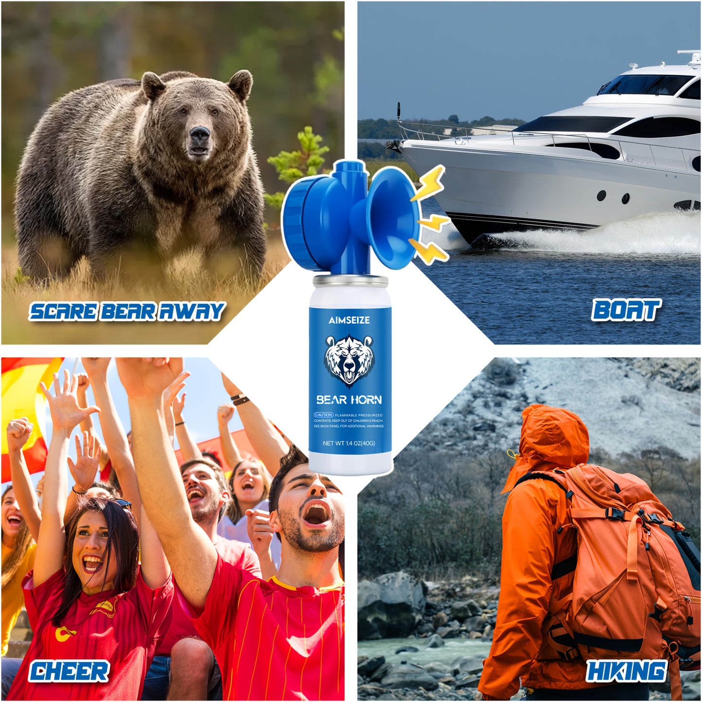 Loud Waterproof Air Horn Hand Held Can, Car Horn Alternative, High-volume Alarm For Hiking,, Marine Safety, Compact & Easy-to-use, No Batteries/electricity Required, Ideal For Emergencies, Personal Protection & Bear Encounter