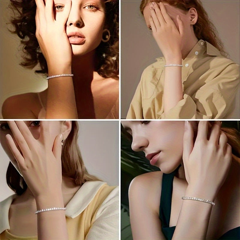 4mm S925 Pure Tennis Bracelet with a Row of Moissanite, Luxurious and Elegant Style Tennis Bracelet for Women, Bright Cut, Suitable for Wedding, Birthday, Anniversary, New Year Gift, Mother's Day Gift