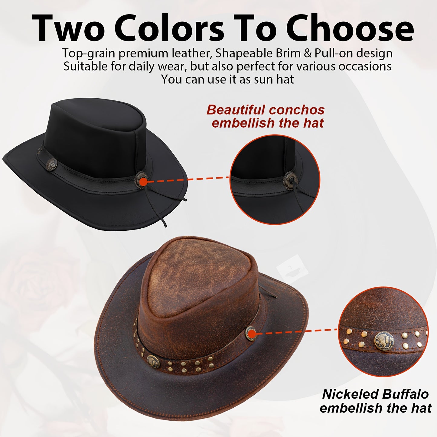 1pc SideWinder Australian Cowboy Leather Hat Unisex Adult For Men And Women Shapeable Outback Western Style Wide Brim, Lightweight Top-Grain Leather, High Quality &, Adjustable Chin Cord, Festival Accessory, Unisex Outdoor He