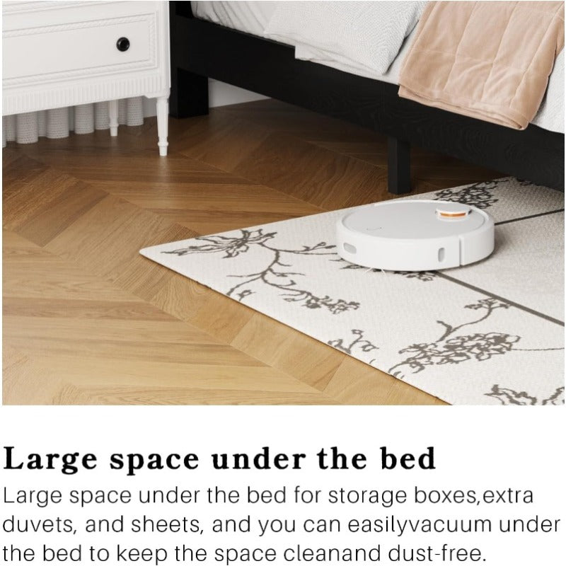 King Size High Bed Frame Black Color | Heavy Metal Bed Frame and Imitation Wooden Headboard, Easy and Easy to Assemble, With USB Charging Station and Night Light Function, Free Home Delivery (no Mattress)