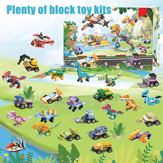 24pcs Dinosaur Building Blocks Party Favor Set - Valentine'S Day Classroom Gifts for Youngsters, Colorful Resin Toy Boxes with Playful Dinosaur Figures, Ideal for Boys and Birthday Celebrations, Dinosaur Party Decorations