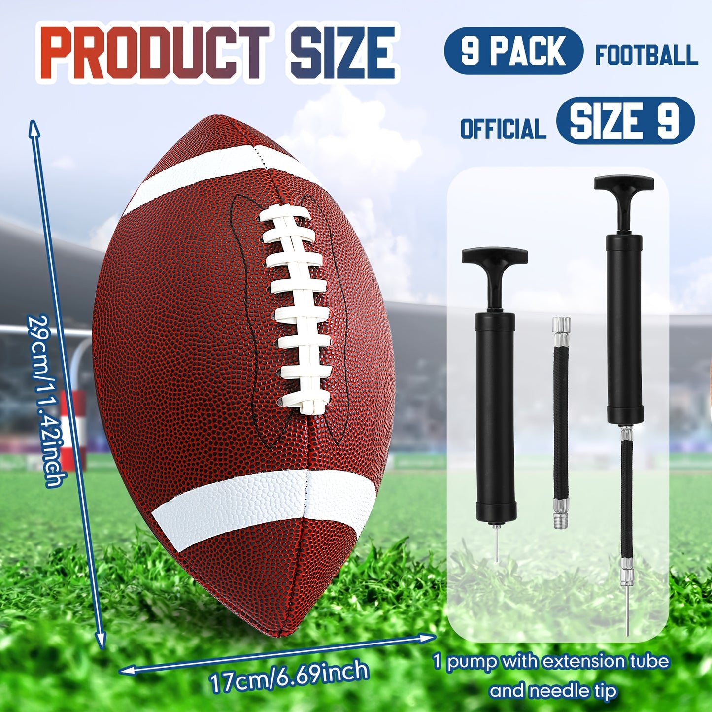 Composite Leather Footballs Official Size Composite Leather Balls Composite Leather Inflatable Footballs With Pump Indoor Outdoor Footballs Bulk For Training And Recreational Play