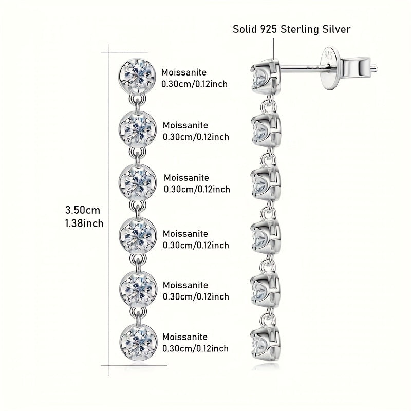2pcs S925 Silver 1.2 Carat Moissanite Earrings | High-Quality Glamorous Women'S Dangle Earrings, Elegant and Sexy Style, 22K Golden Plated, Perfect for Daily Wear, Anniversaries, Birthdays, and Holiday Gifts for Family and Fr