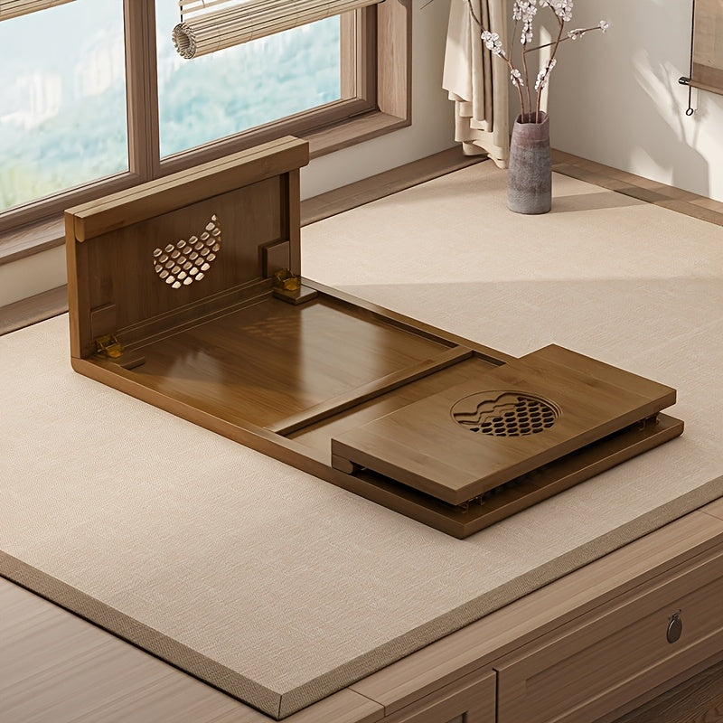 A Versatile And Portable Folding Coffee Table Made of Bamboo, Designed for Easy Use Without Assembly, Perfect for Low Settings in Both Living Rooms And Bedrooms