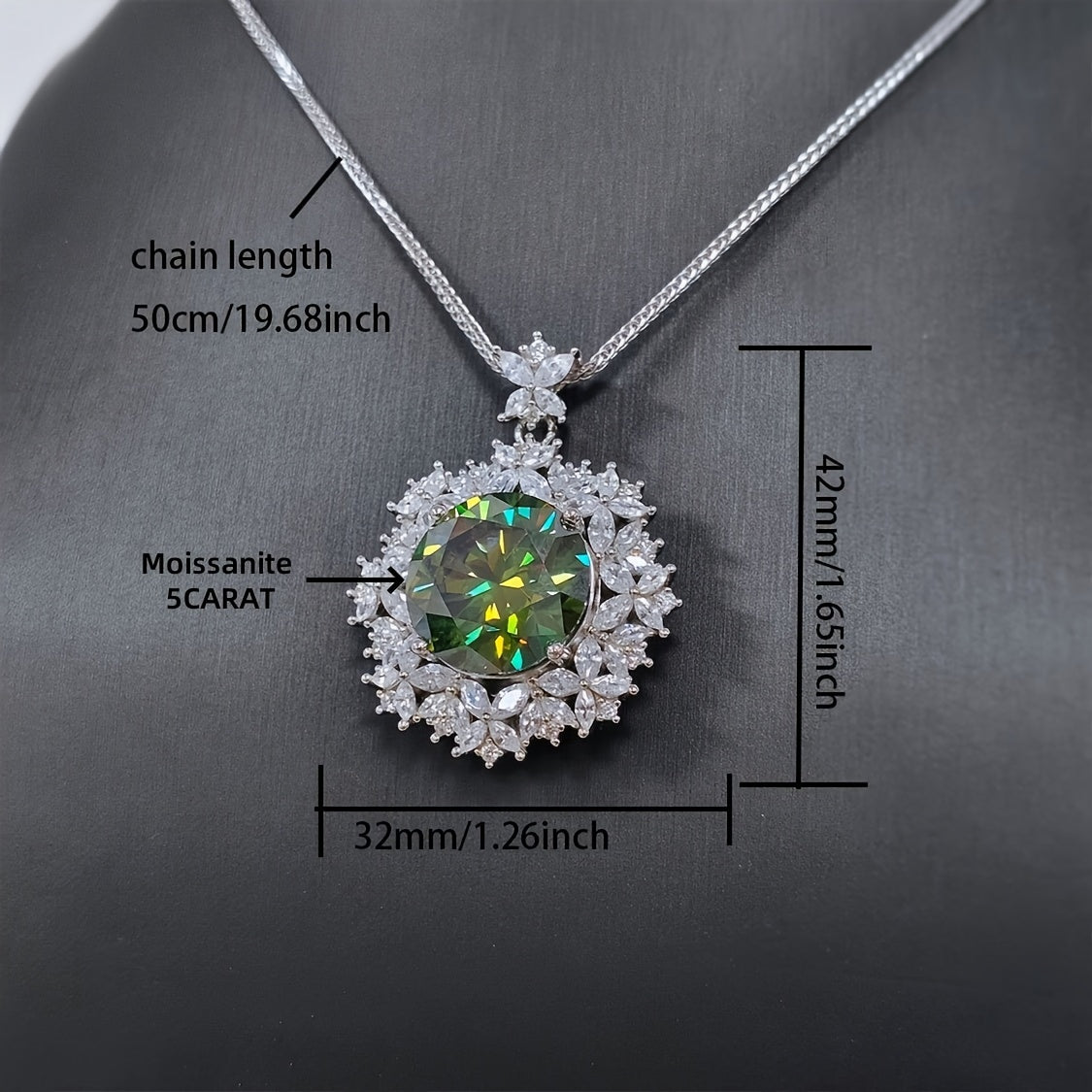 A 925 Silver 11.0mm*1 Round Large Moissanite 5-carat Pendant Necklace, Weighing Approximately 9.3g, Is Elegant And Fashionable. It Is Perfect for Family Banquets, Anniversary Parties, And As A Perfect Gift for Family And Frie