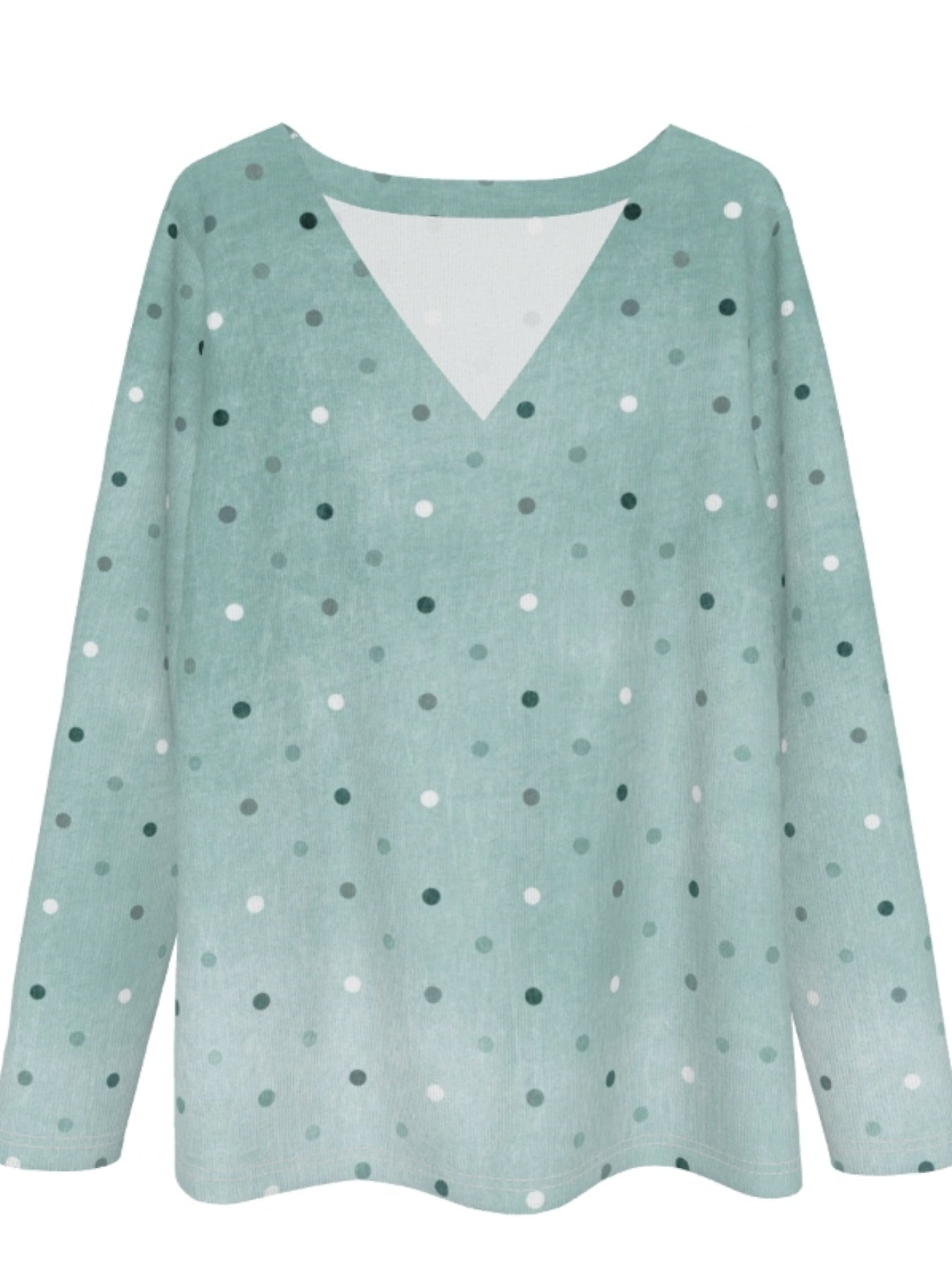 Plus Size - Breathable V-Neck Long Sleeve Floral Shirt | Casual Elegance, All-Season Comfort, Oversized Fit, Medium Stretch Fabric, Pullover Style