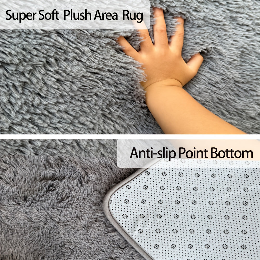 Soft Black Rugs for Bedroom Living Room, 4x6 Feet Modern Indoor Fluffy Shaggy Area Rug, Non-Slip Fuzzy Furry Rug for Bedroom, Dining Room, Christmas Gift, Christmas Decor, Home Decor, High Pile Plush Floor Carpet